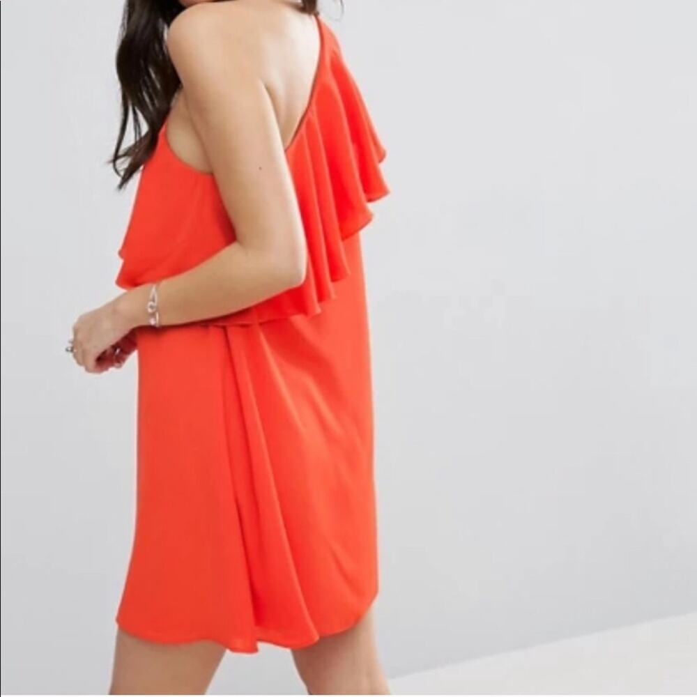 ASOS Orange Ruffle One Shoulder Dress - Picture 4 of 5